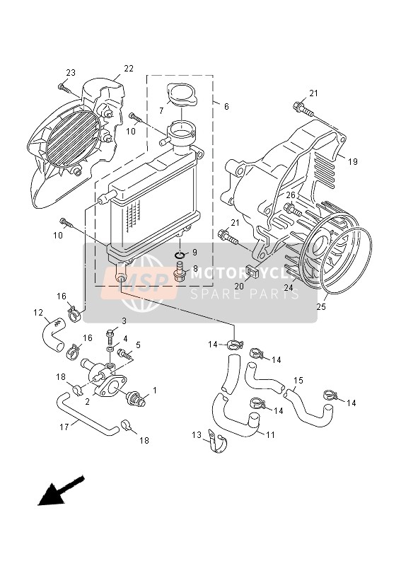 Yamaha YN50FM 2013 Radiator & Hose for a 2013 Yamaha YN50FM